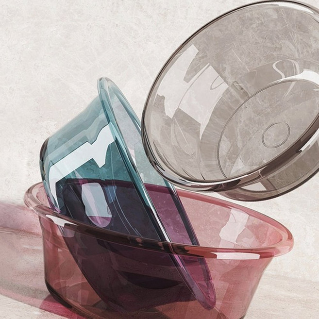 대야 세면 욕실 족욕 바구니 투명 물세척 세수 청소 목욕, 상세페이지 참조, GT 에메로드 반투명 볼 (중) 블루