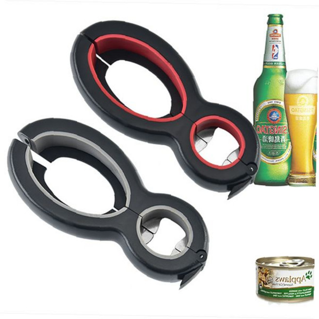 주방 병뚜껑 오프너 캔 마개 비닐 포장 개봉 도구 가정용 편리한 개폐 보조 용품, 1개, No.01 가제트 오프너 레드