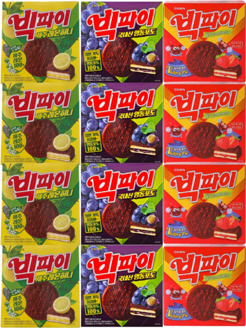 크라운 빅파이 딸기+영동포도+제주레몬, 324g, 4세트