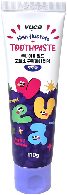 뷰카 주니어 마일드 고불소 구취케어 비건 어린이 치약 포도향, 110g, 2개