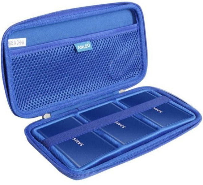 삼성 T7 터치 휴대용 SSD 1TB 2TB 500GB USB 3.2 외장 솔리드 스테이트 드라이브용 Anleo 하드 트래블 케이스 다크 블루, Sapphire Blue, 1개