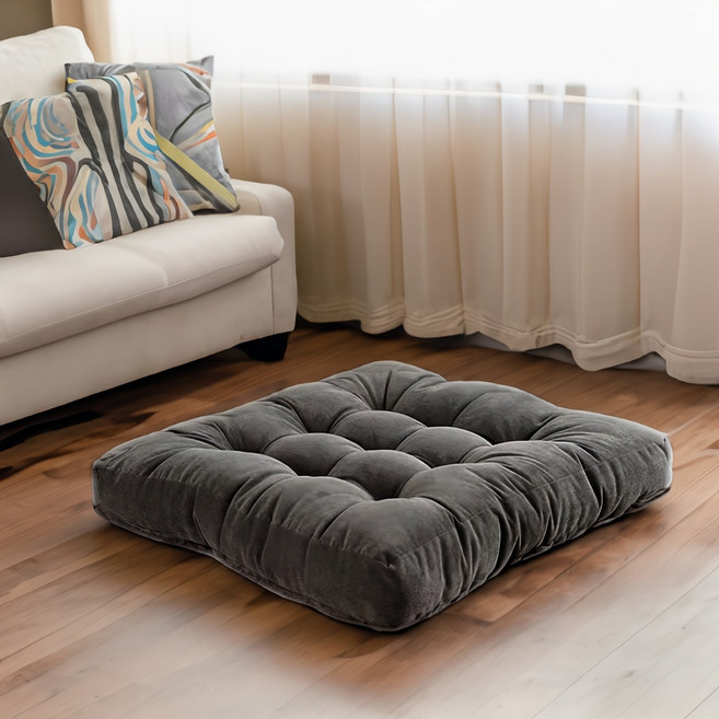 대형방석(55X55) 두꺼운방석 원형 사각 키높이 등받이 빅사이즈 큰방석, 차콜