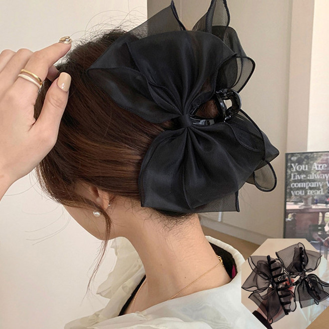 빅트리 쉬폰 왕리본 집게핀