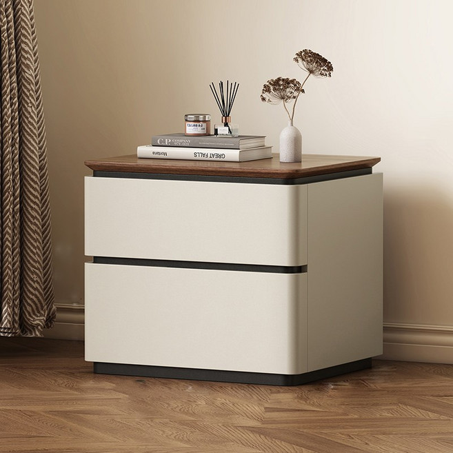 모던 원목 침대 협탁 고급스러운 감성 수납형 침실 사이드테이블 조립이 필요 없는 프리미엄 가구, 1개, 크림 아이보리