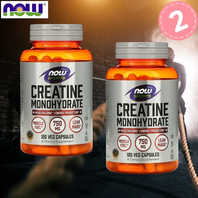 나우푸드 모노 크레아틴 750mg 120캡슐 2통 Creatine Monohydrate, 2개, 120정 - 쿠팡