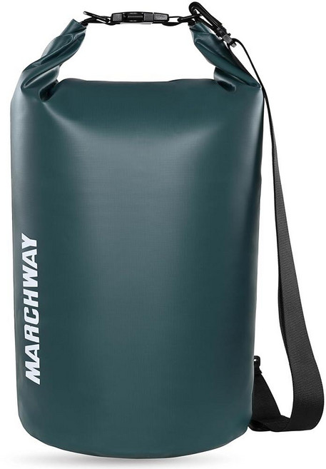 미국출고 평점4.5+ 236763 MARCHWAY 물에 뜨는 방수 드라이백 5L/10L/20L/30L/40L 카약/레프팅/서핑/수영/캠핑/하이킹/해변/스키/스노우보드/산악, 블랙쉬 그린