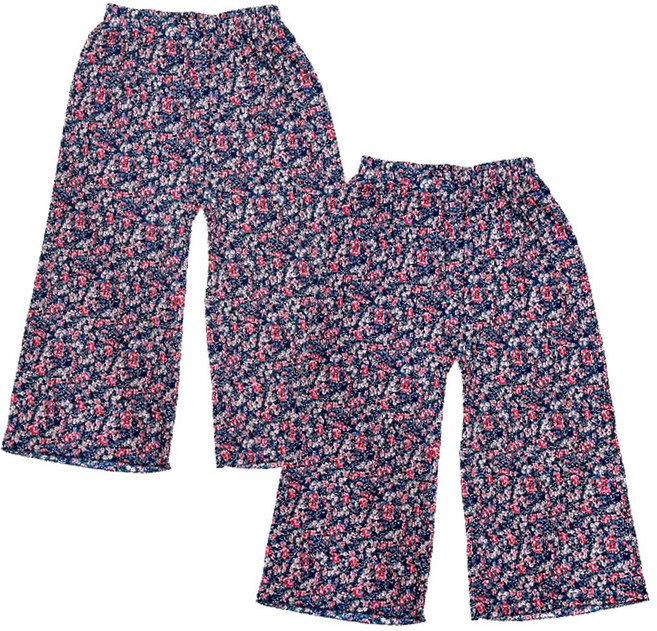 1+1 엘에이스 여성 꽃무늬 와이드 쿨링 주름 통바지 작업복 일바지 2p