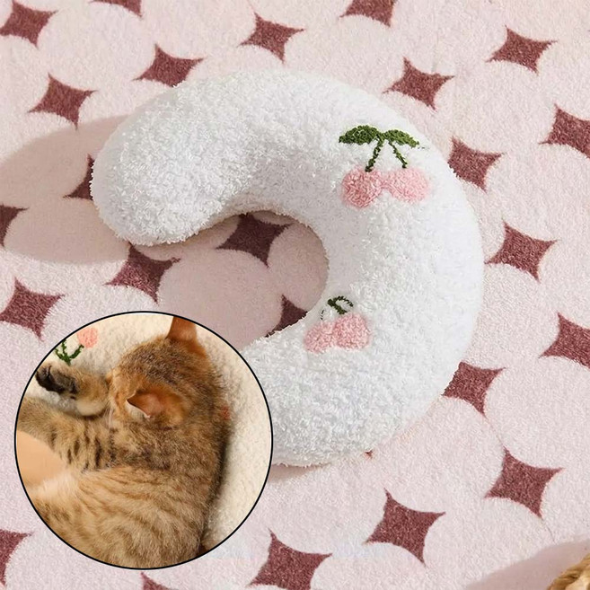 반려동물 수면 질 개선 목받침 쿠션 반달 베개, 1개, 화이트