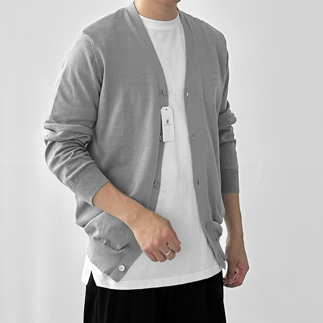 다이나믹피플 남성용 기본 베이직 브이넥 무지 니트 가디건