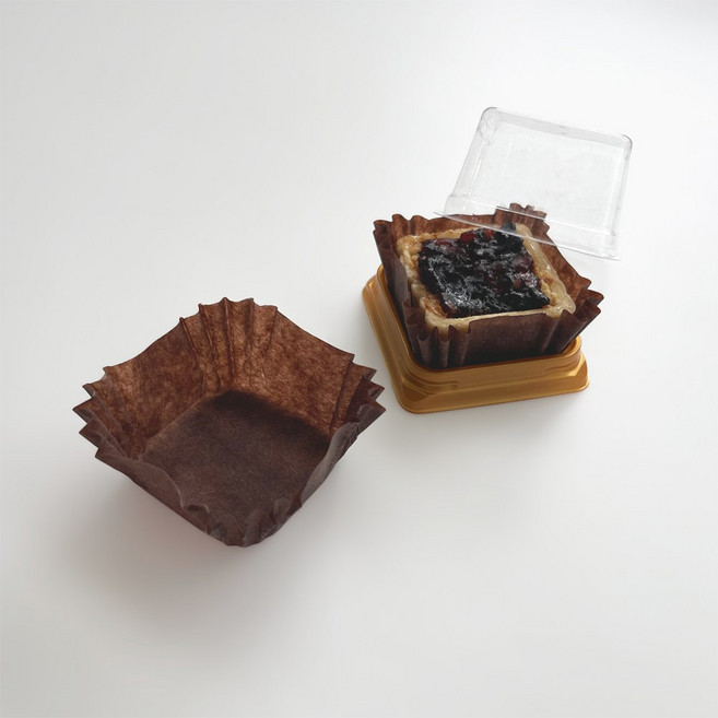 새담 베이킹컵 사각 초코 / 화과자 1구 올리브정과 포장 유산지컵, 100개