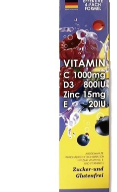蝶芳 德國進口 維他命 C D E 鋅 發泡錠, 1個, 20顆