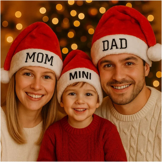 아트위브 크리스마스 패밀리 네임 산타모자, 1개, 레드 패밀리 (3종세트)