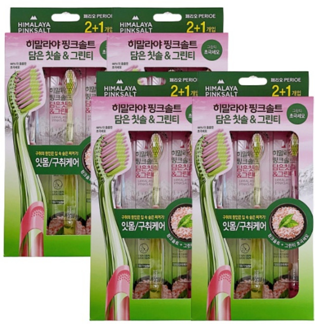 엘지생활건강 핑크솔트 담은 칫솔 그린티 초극세모 3입, 3개, 4세트