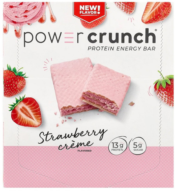 비엔알지 Power Crunch 프로틴 에너지 바 딸기 크림 바 12개 각 40g(1.4oz), 40g, 1개