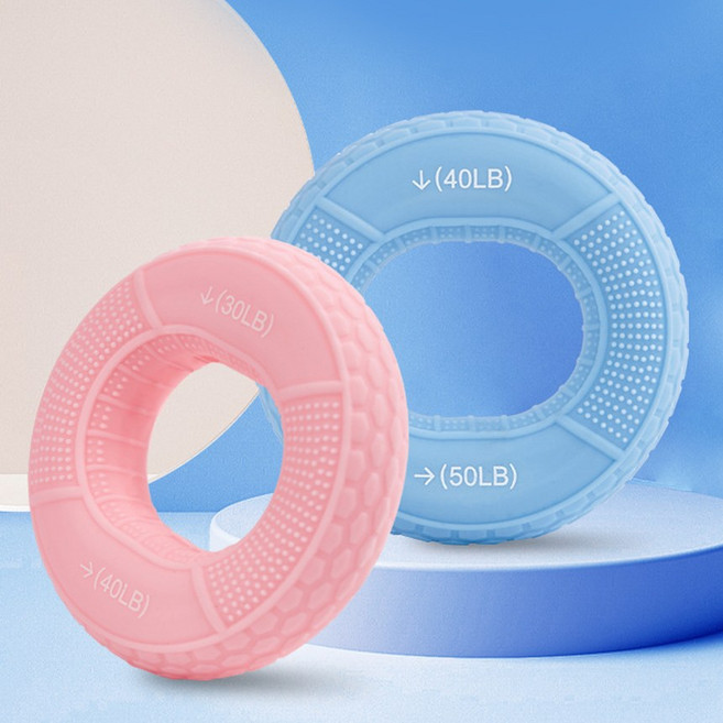 위드마스터 쎈손 실리콘 악력기 (단계별 2종 세트), 1세트, 말랑핑크+하늘블루