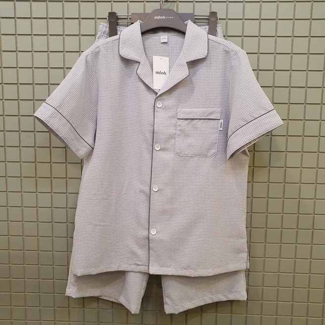 애니바디 편안한 착용감 통기성 쾌적함 몸에 붙지않는 공용 7부 시어서커 파자마세트 2001부평점