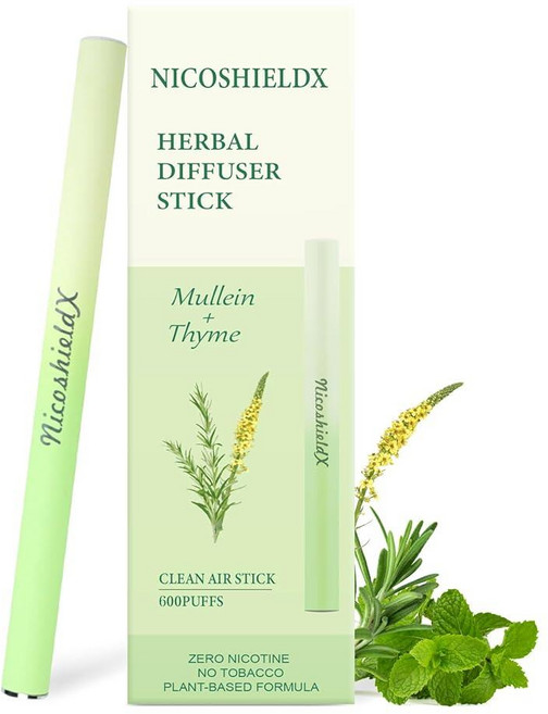 허브 디퓨저 스틱 - 비전기 식물 기반 라이프 스타일 도구 뮬린 백리향 및 민트가 함유된 폐 클렌징 상쾌한 구강 편안함 최대 600회 사용 157379
