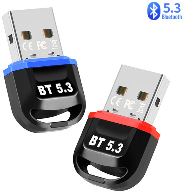 강한 신호~! 블루투스 5.3 동글 리시버 PC 컴퓨터연결 USB동글이 윈도우10지원 갤럭시 버즈 에어팟 무선 이어폰 오디오 스피커연결, 레드!, 5,3