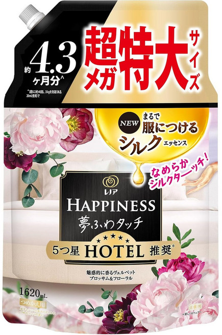 레노아 해피니스 유메후와 터치 섬유유연제 베르베뜨 블라썸 플로랄 리필 1 620mL, 1개