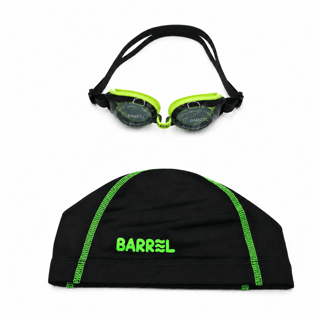 3위 - 배럴 BARREL 키즈 스윔 팩 어린이 초등 물안경 수영모자, 1세트, 블랙