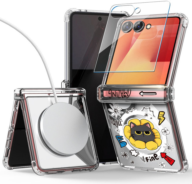 이디즌 갤럭시 Z플립7 케이스 클리어 미러 힌지보호 커버 링크 젤하드 에어백 맥세이프 호환 하이브리드 데이지 디자인