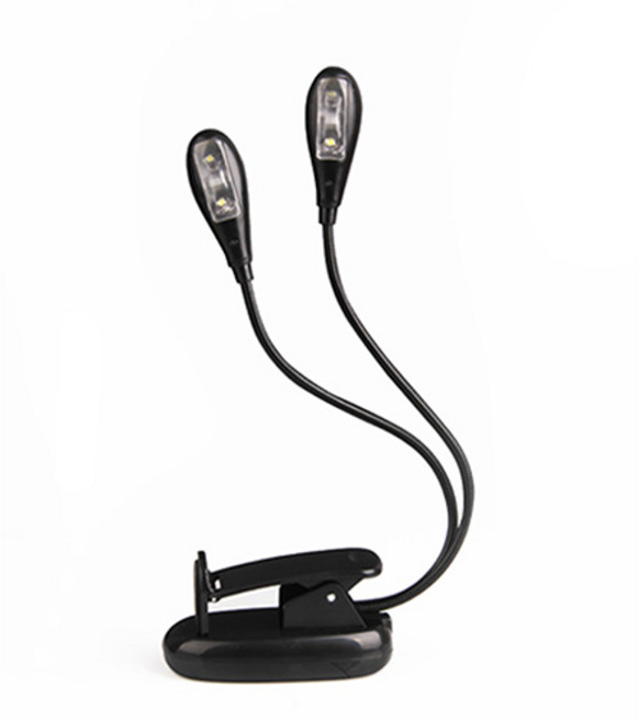 카멜리안 악보 보면대 2 Head 4 LED 8 LED 북라이트 클립 조명 라이트, 4LED블랙