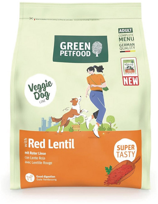 Green Petfood 德國綠自然 機能素食 紅扁豆 無麩質低敏成犬飼料 (新包裝), 900g, 1包