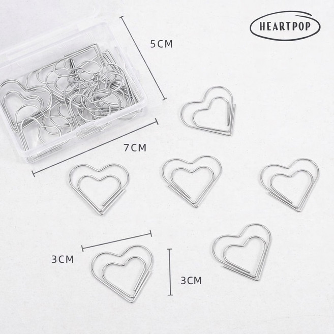 하트팝 하트클립 로즈골드 골드 실버 북마크 바인더, 1개, 30개