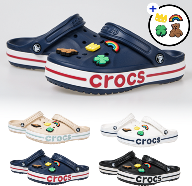 [국내매장판] 크록스 바야밴드 클로그 / 슬리퍼 실내화 4종 1택 + 악세사리 4종 증정