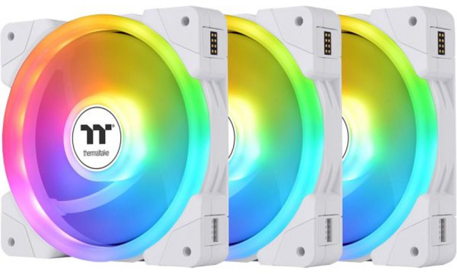 써멀테이크 SWAFAN EX 12 ARGB PC 쿨링 팬 3개 세트 500~2000 RPM 자기 연결 역전 가능 블레이드 메인보드 RGB 소프트웨어와 연동 CLF167PL12S, White_140mm | SWAFAN EX ARGB, 140mm, SWAFAN EX ARGB