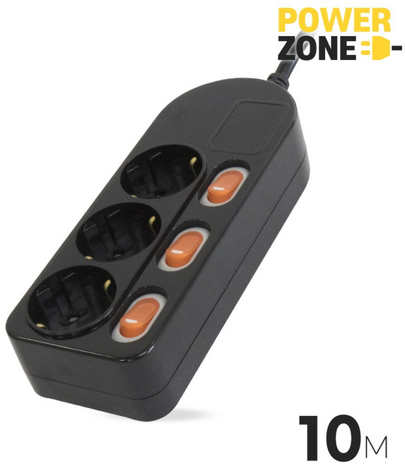 ES3100B 개별스위치 3구 10M 블랙 16A 파워존 화재안심 난연소재, 1개, ES3100_화이트