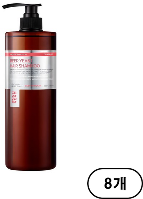 하라즈 맥주효모 샴푸 베이비파우더향, 1L, 8개