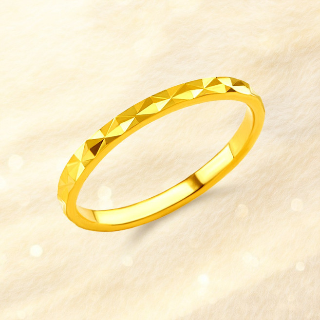 [러브넛] 순금(1.875g) 체크 컷팅 여성 레이어드 가드링 커플링 여자친구 선물 금 반지