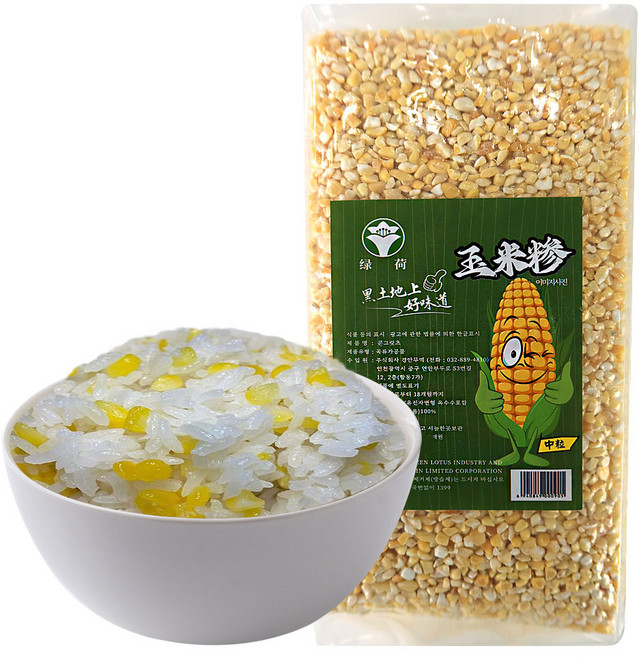 (배터짐) 녹허흑토 콘그릿츠 연변 중알 찰옥수수쌀 옥수수쌀, 1개, 1kg