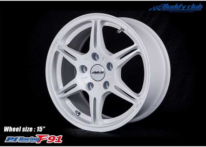 Buddy Club P-1 Racing F91 15吋鋁圈, 1個, ET+35 5/114.3冠軍白