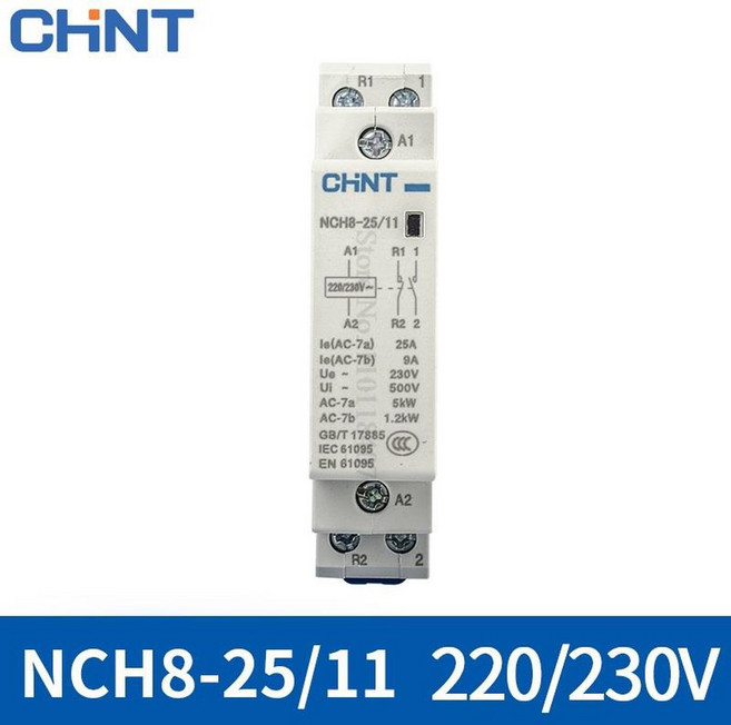 CHINT ~AC230V 가정용 AC 접촉기 NCH8 16A 20A 25A 2NO / 1NC1NO, NCH8-25A 1NO 1NC, 1개