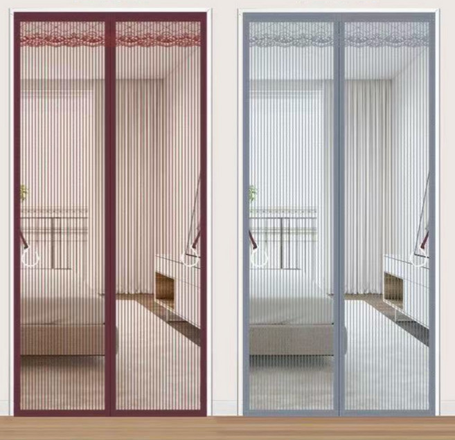 Homi Zon 현관 방충망 찢어지지 않는 모기장 통자석 금강망 벨크로 모기 방충 커튼, 그레이