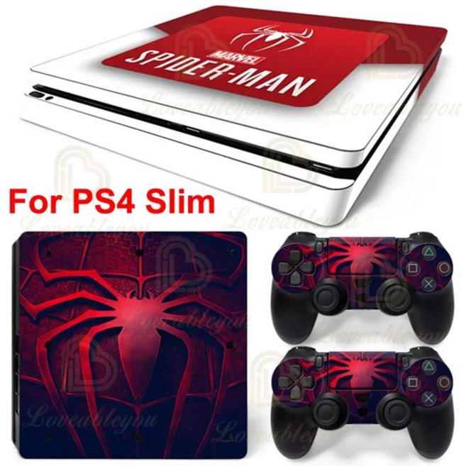 소니 PS4 슬림 콘솔 용 스파이더 맨 독 스티커 PlayStation 4 컨트롤러 게임 패드 용 슈퍼 히어로 Miniso Iron Man 스킨 데칼, [19] For PS4 Slim 2