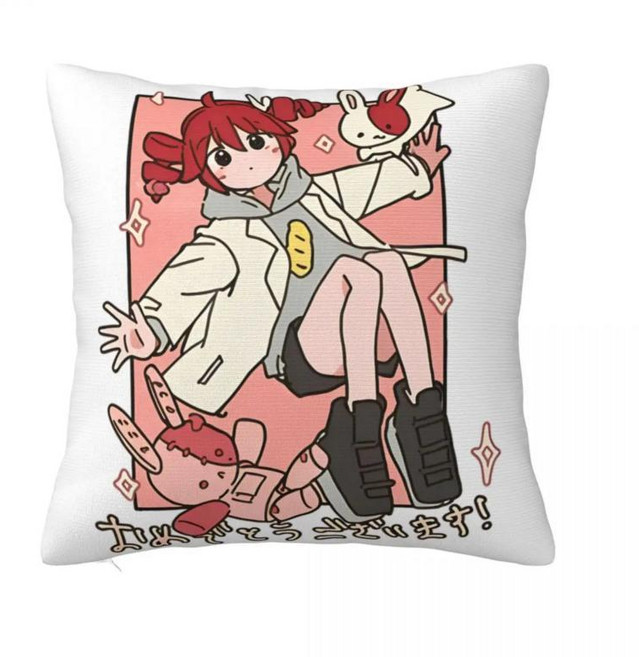 카사네 테토 러브스 브레드 치비 베개 커버 폴리에스터 쿠션 장식 홈 스퀘어