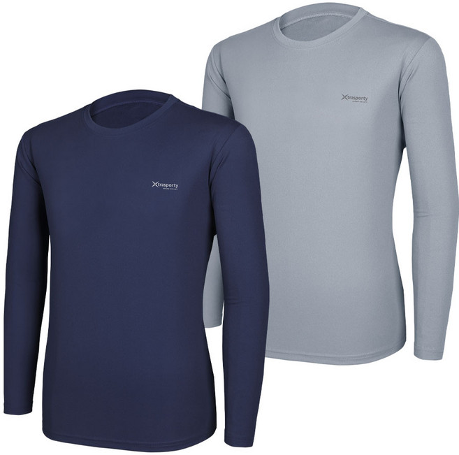 [이지바이] (1+1) 남성 긴팔 라운드 티셔츠_쾌속건조 기능성 쿨 긴팔티