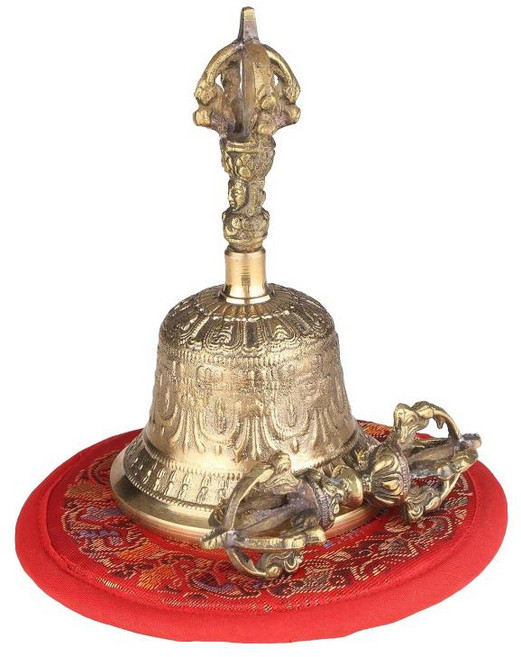 티베트 불교 명상 벨 및 도르제 세트 Vajra 벨 골동품 구리 티베트 불교 구리 유봉 종 명상 용품 홈 장식품, 금