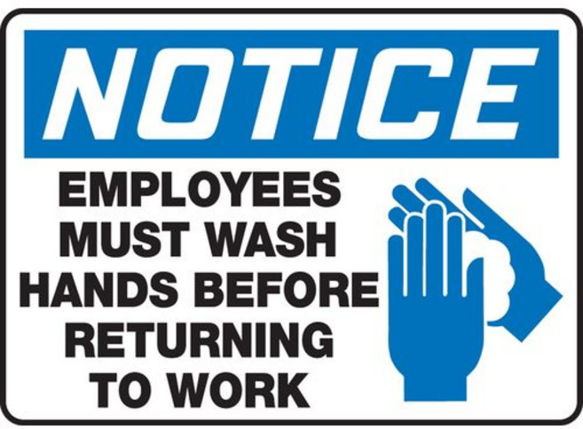 Accuform "Notice Employees Must Wash Hands Before Returning to Work" Safety Sign Accu-Shield 10, 1개