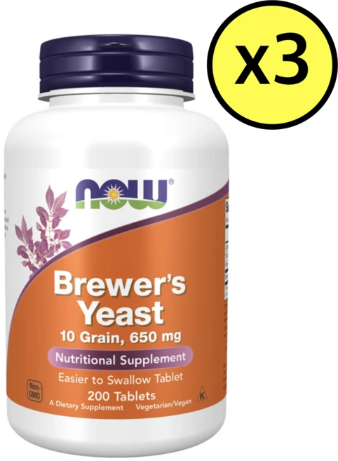나우푸드 맥주효모 200캡슐 3개 세트 약들약 고약사, 200정 - 쿠팡