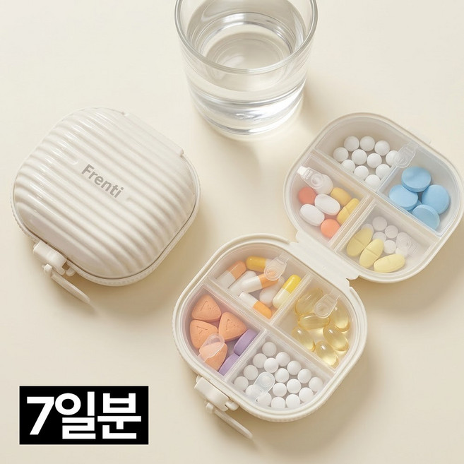 프렌티 일주일 알약통 휴대용 약통 케이스, 1개