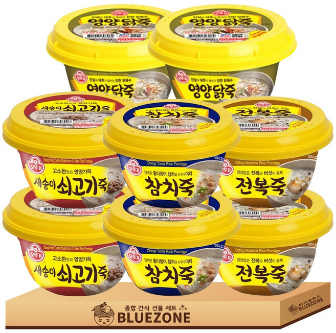 오뚜기 즉석 죽 4종 8개 세트(전복죽2+영양 닭죽2+참치죽2+새송이쇠고기죽2), 1개