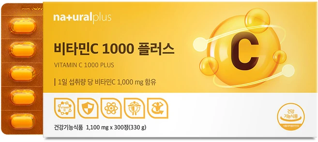 [단독특가][초대용량] 내츄럴플러스 비타민C 1000 플러스 / 고함량 비타민씨 NON-GMO, 300정, 1박스 - 쿠팡
