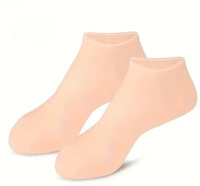 쿠쿠스토어 1/2 쌍 건조 갈라진 발을위한 보습 실리콘 젤 양말 피부 윤활 발 관리 마사지, 06 Beige-1piar, 1