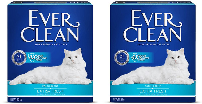 Ever Clean 藍鑽 4倍淨味貓砂 8.5kg 1盒 微香 淨味21天, 2個