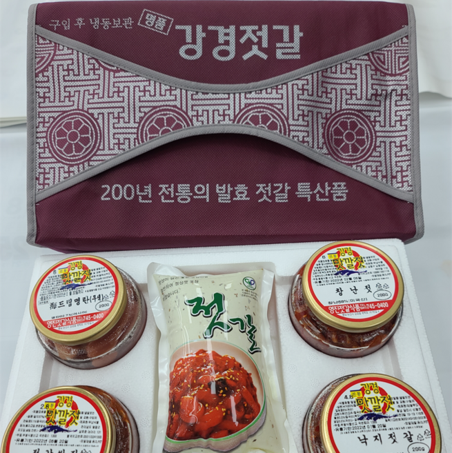 강경 영진젓갈식품 젓갈선물셋트 4종(명란 창란 낙지 갈치쌈장), 1박스, 200g