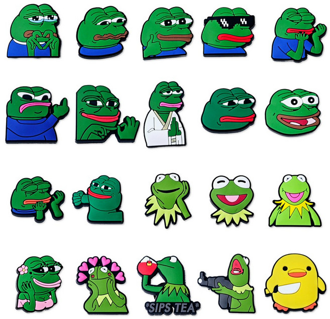 젤리포크 슬픈 개구리 페페 눈물 주먹 따봉 군대 오열 파츠 참 신발 악세사리 실내화 꾸미기 클로그